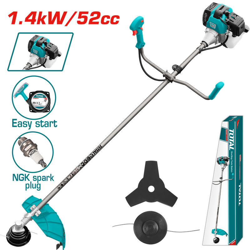 Total Gasoline Grass Trimmer &amp; Bush Cutter, 52cc, 2.2HP- TP5524411