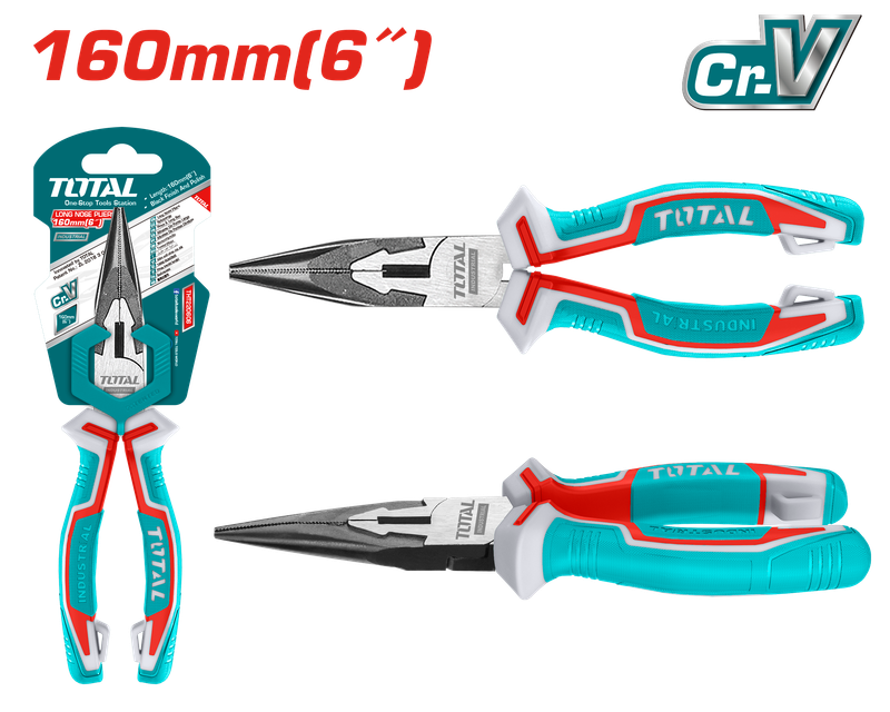 Total 160mm Cr.V Long Nose Pliers- THT220606