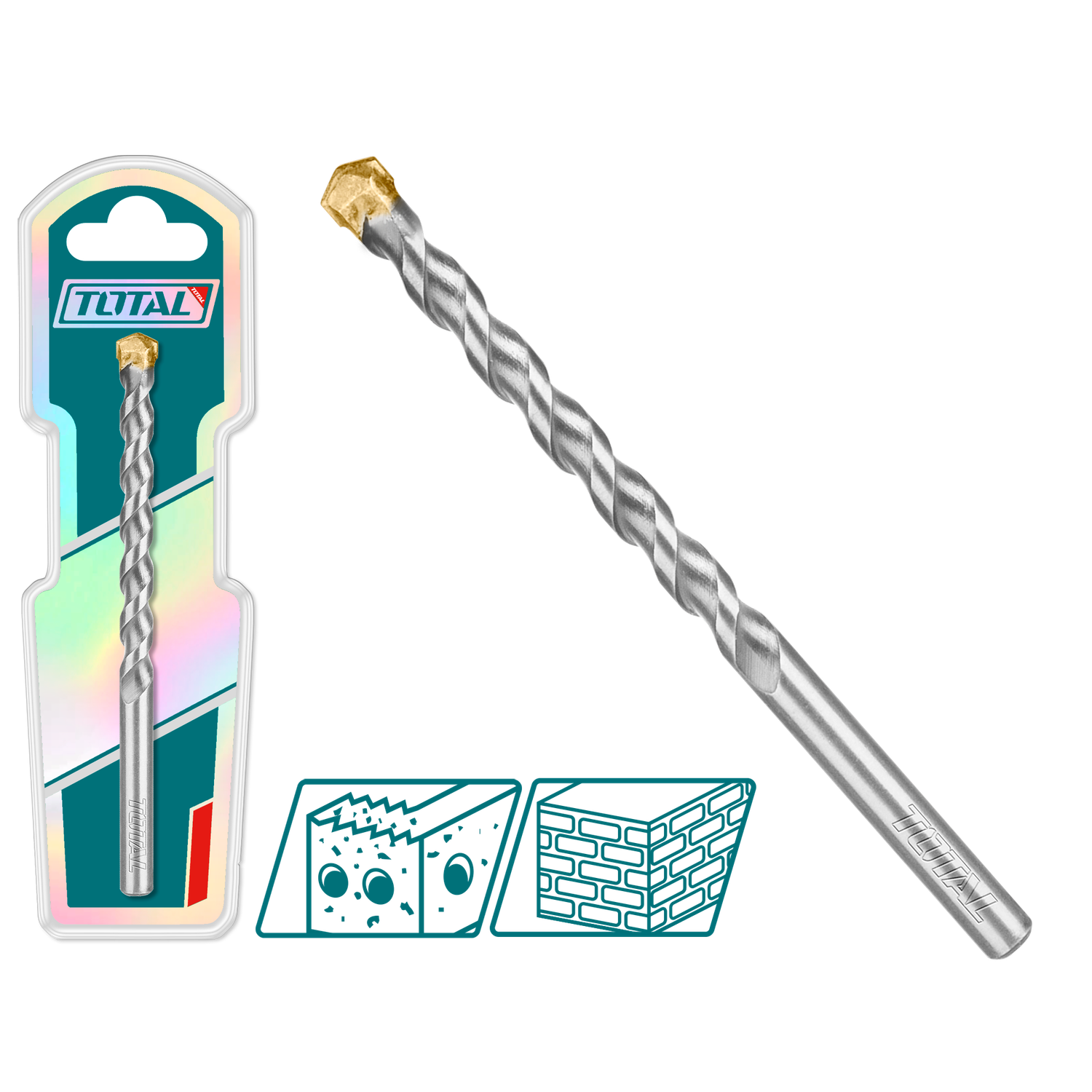 TOTAL Masonry Drill Bit 8x120mm – Carbide Tip for Concrete, Brick &amp; Block-TAC260812