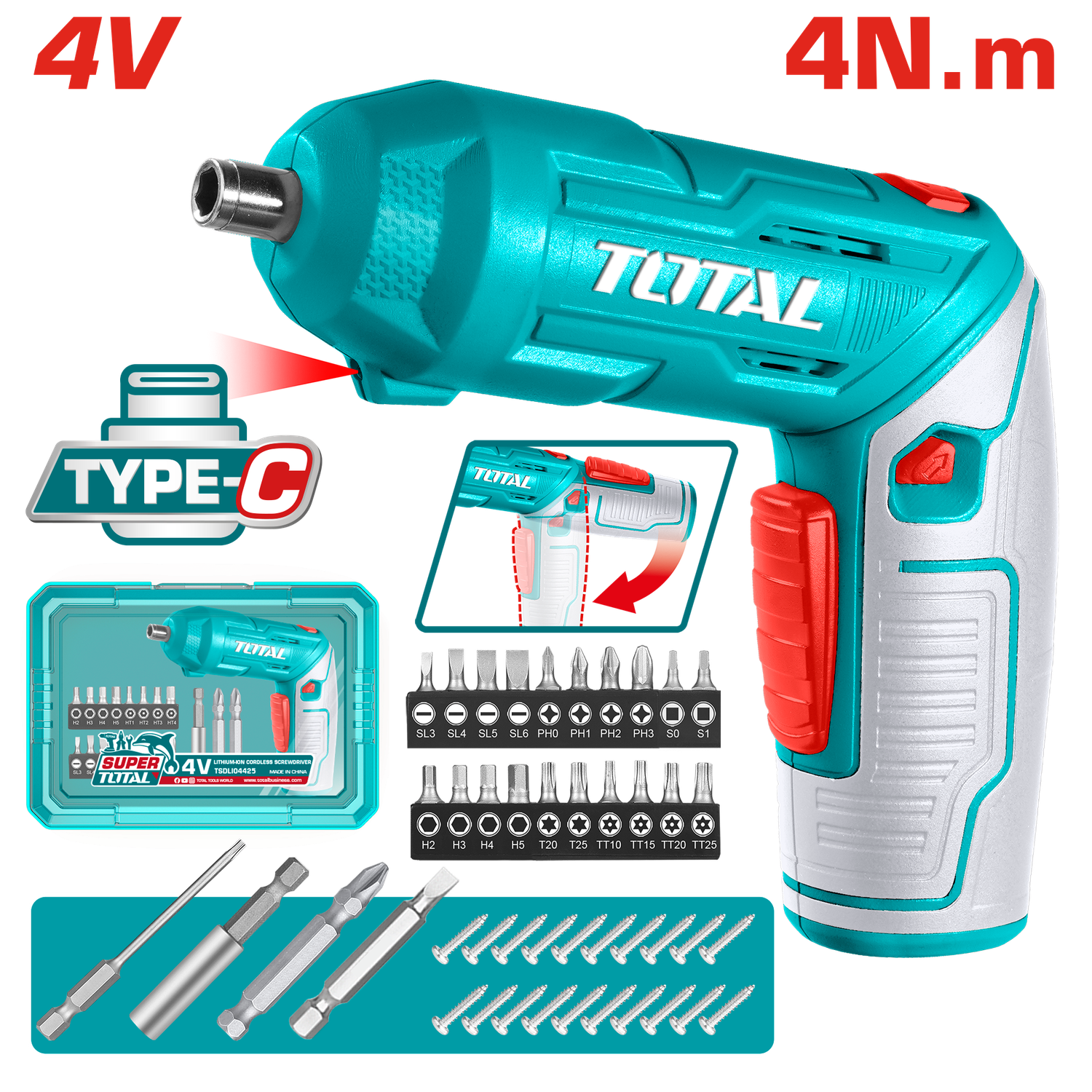 Total Lithium-Ion Cordless Screwdriver - TSDLI04425