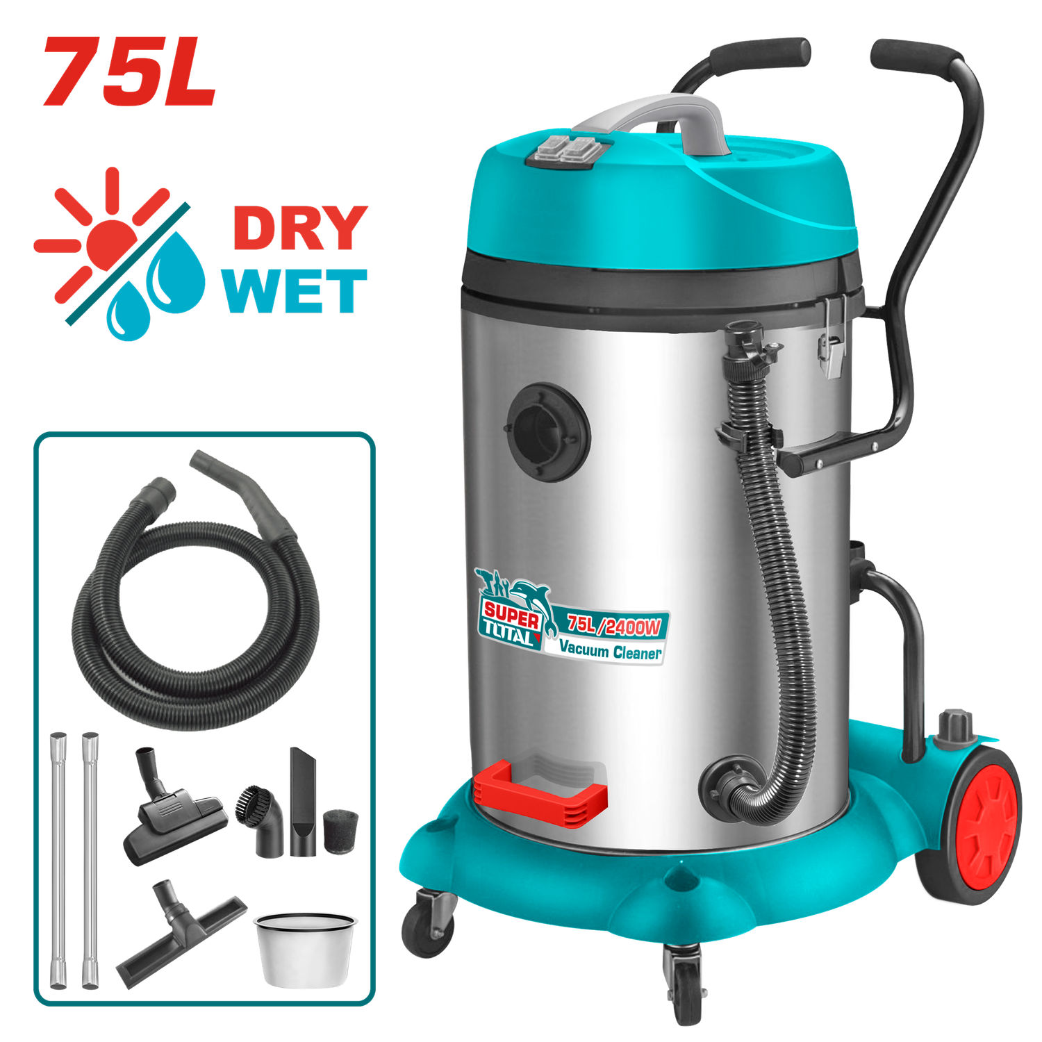 Total Heavy Duty Vacuum Cleaner Wet &amp; Dry  2x1200W - TVC24751