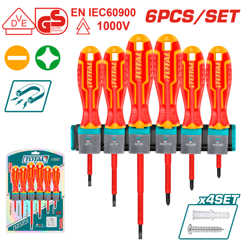 Total 6 Pcs Insulated Screwdriver Set- THTIS566