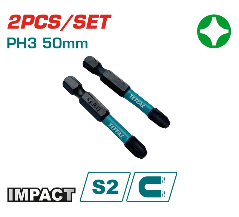 Total 2PCS Impact Screwdriver Bits Set - TACIM71PH350