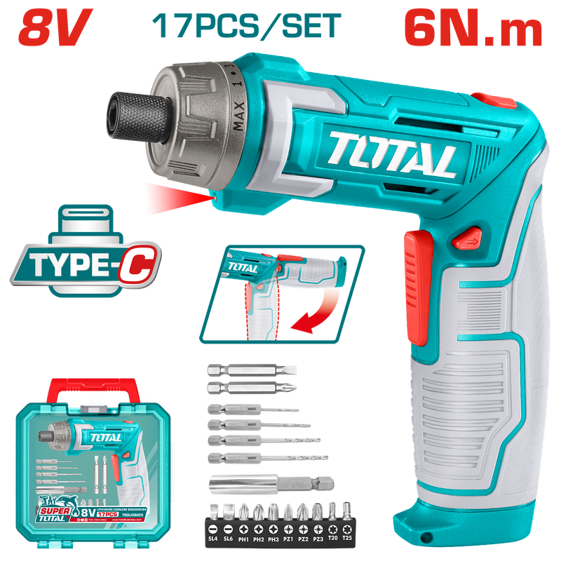 Total Cordless Screwdriver 8V, 6NM - TSDLI08025