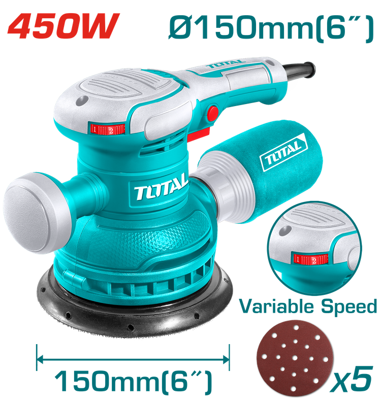 Total 450W Variable Speed Rotary Sander-TF2061506