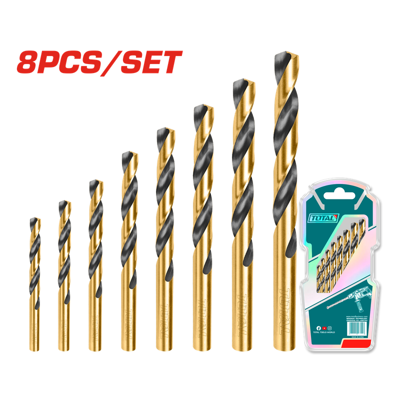 Total 8 PCS HSS Twist Drill Bits Set - TACSD0801