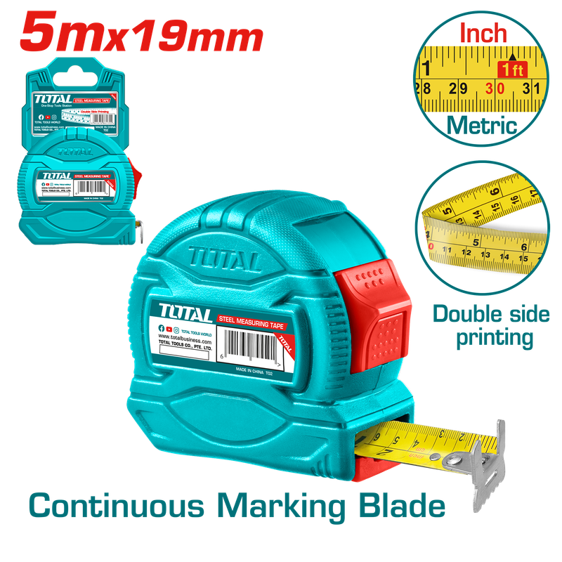 Total 5Mx19Mm Steel Measuring Tape TMT34519