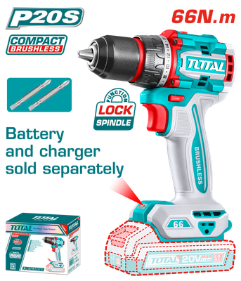 Total Tools 20V Drill with LED &amp; Metal Chuck- TDLI206681