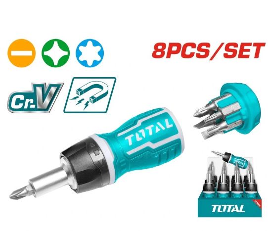 Total 8 IN 1  Stubby Screwdriver Set - TACSDS0706