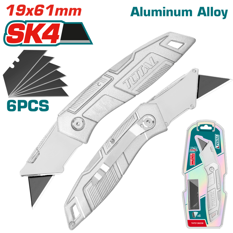 Total Folding Utility Knife with 5 Spare Blades – THT5136236