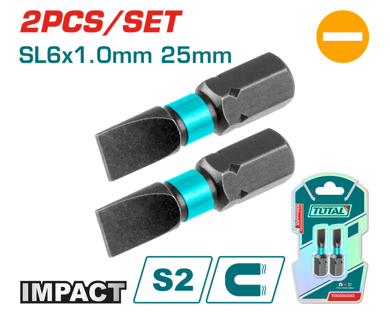 Total 25mm, SL6*1.0mm Impact Screwdriver Bit – TACIM71SL625