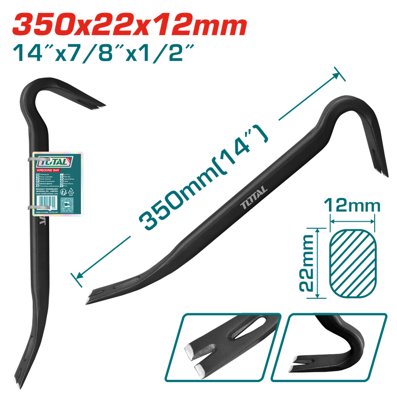 Total 350x22x12mm Wrecking bar – THT431142