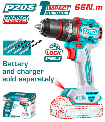 Total Cordless Brushless Impact Drill – 20V Power. Pro Control-TIDLI206681