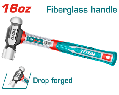 Total 450g Ball Pein Fiberglass Handle Hammer- THBPH61016
