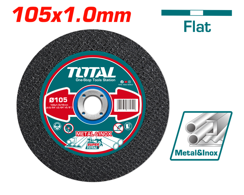 Abrasive Metal Cutting Disc – 105mm x 1.0mm x 16mm | Flat Centre | High-Speed for Metal &amp; Inox- TAC2101051