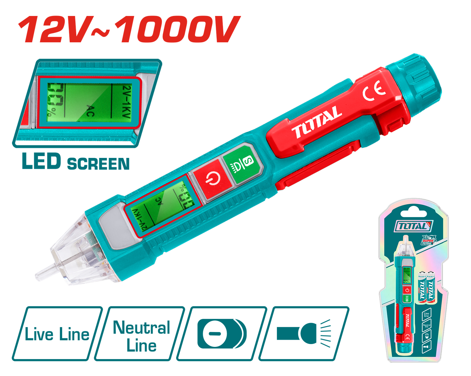 Total Voltage Sensor Pen – 12-1000V, Auto-Off- THT210003