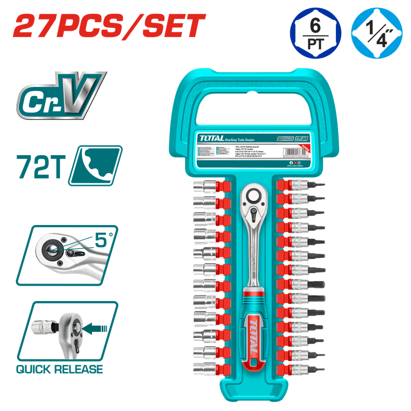 Total 27 Pcs 1/4" Socket Set - THT141271