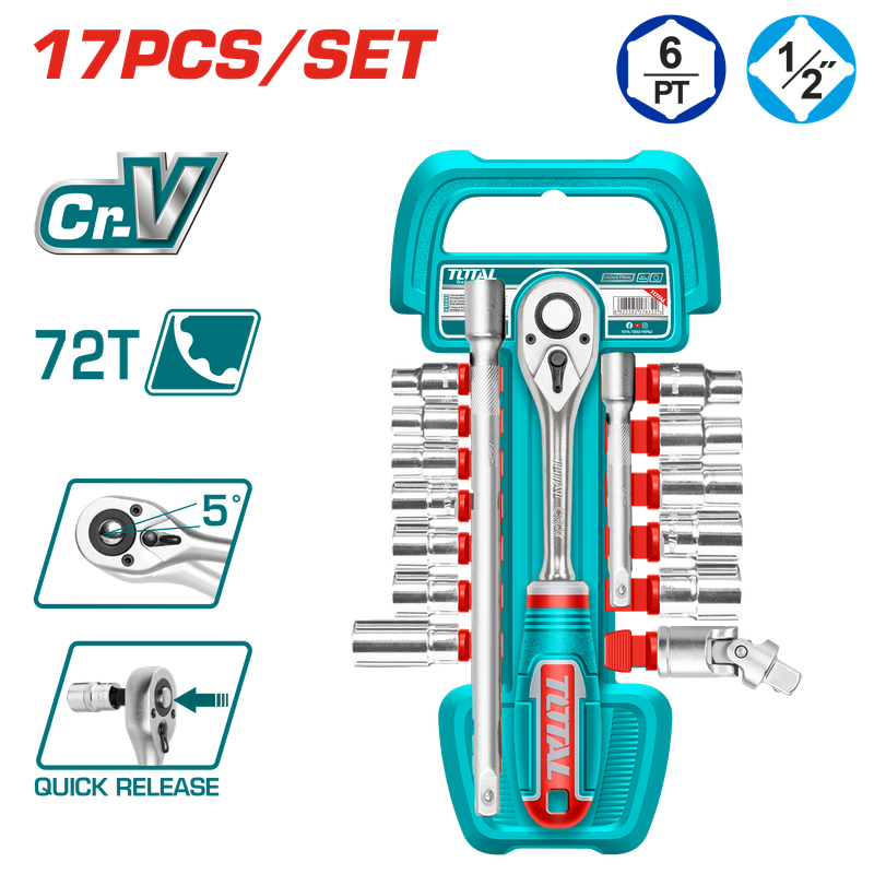 Total 17 Pcs 1/2" Socket Set - THT121171