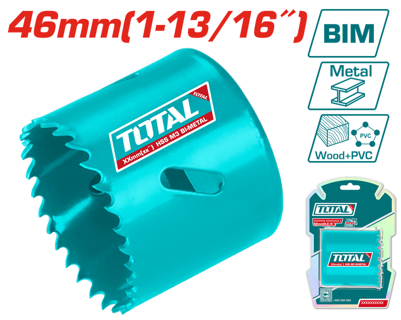 Total 46mm (1-13/16") HSS Bi-Metal Hole Saw –TAC410461
