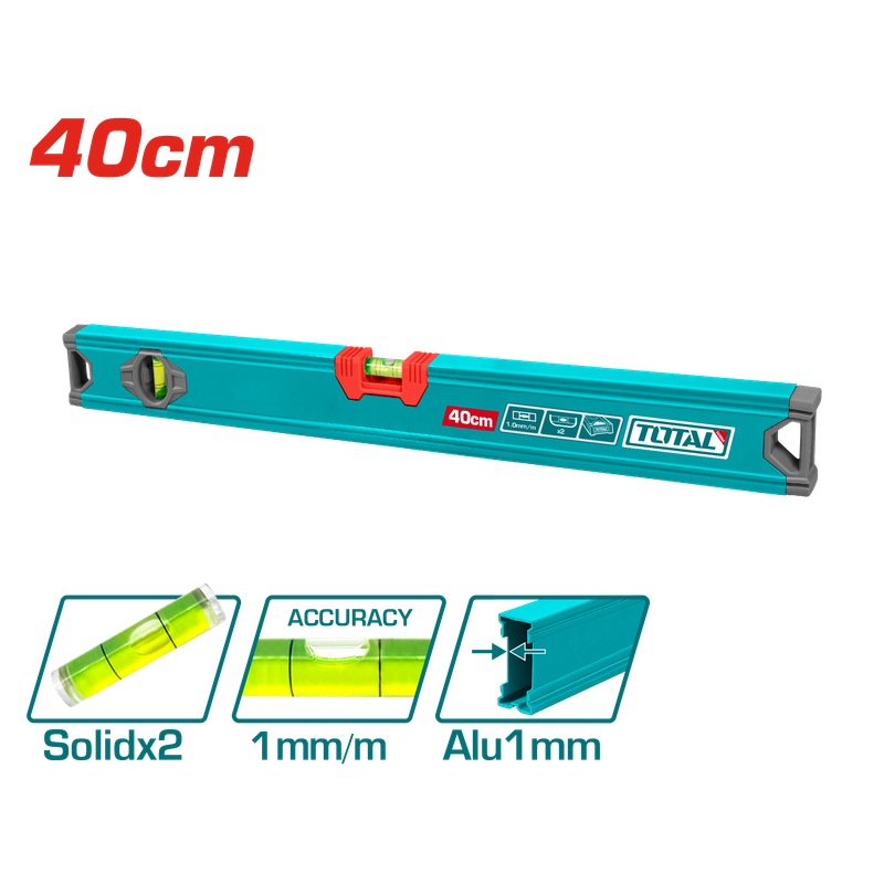 Total 40cm Aluminium Spirit Level with Dual Cylindrical Vials-TMT24036