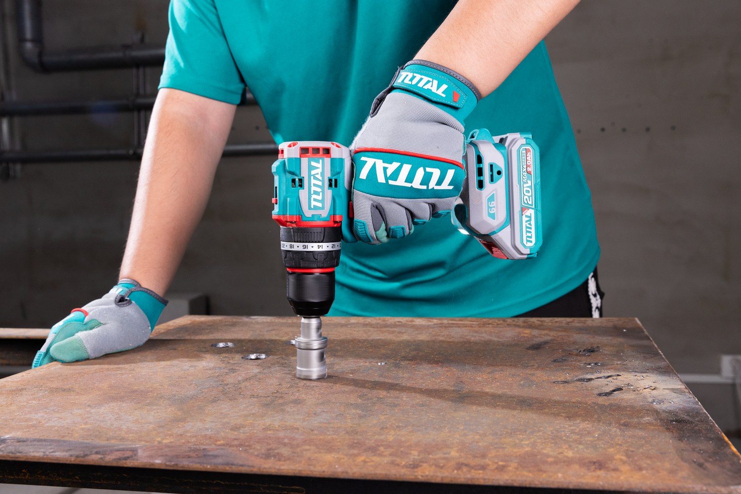 TOTAL 20V 66Nm Brushless Cordless Drill with 2 Batteries, 47-Piece