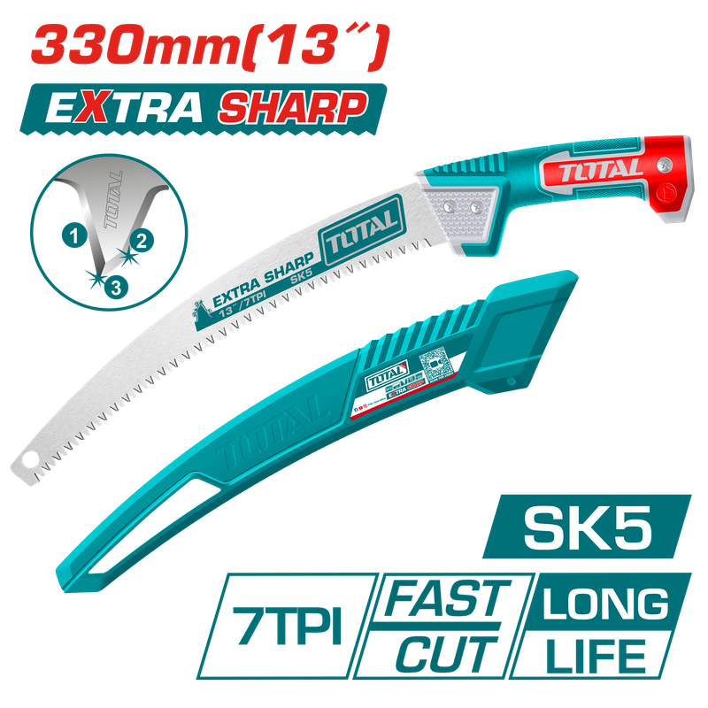 Total 13-Inch Pruning Saw with SK5 Steel Blade and Extension Bar Handle-THPS3308