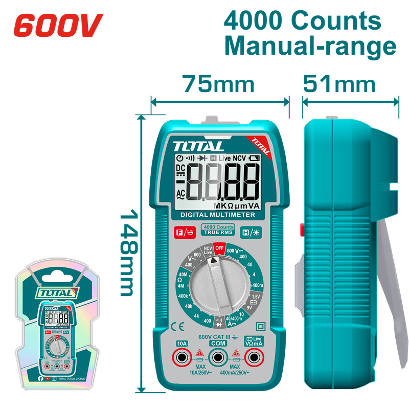 Total 4000 Count Digital Multimeter- TMT536002