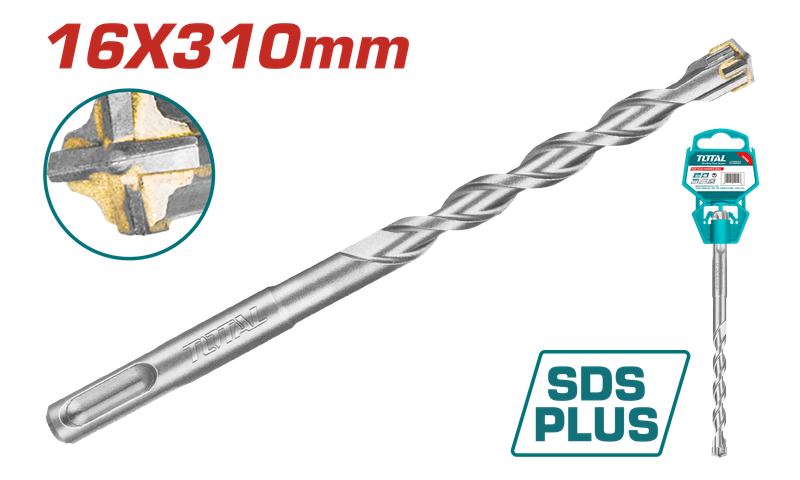 TOTAL SDS Plus Hammer Drill Bit 16mm x 310mm – TAC311604C