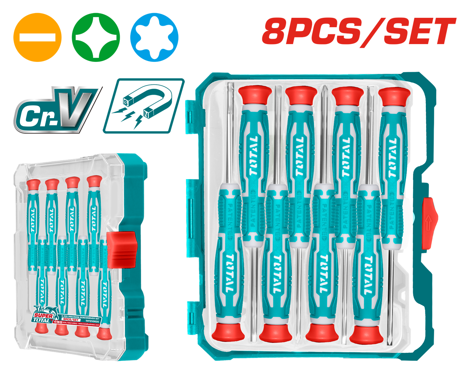 TOTAL 8-Piece Precision Screwdriver Set – THT250826