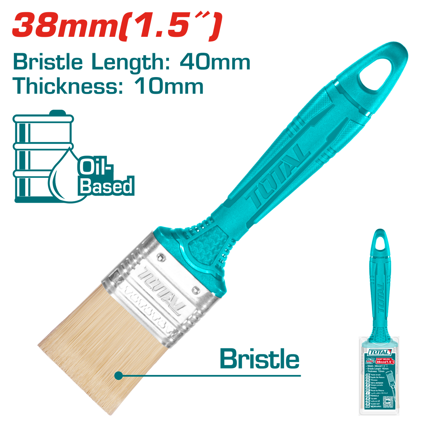 Total Tools 1.5 Inch Paint Brush for Oil-Based Paints -THT845156