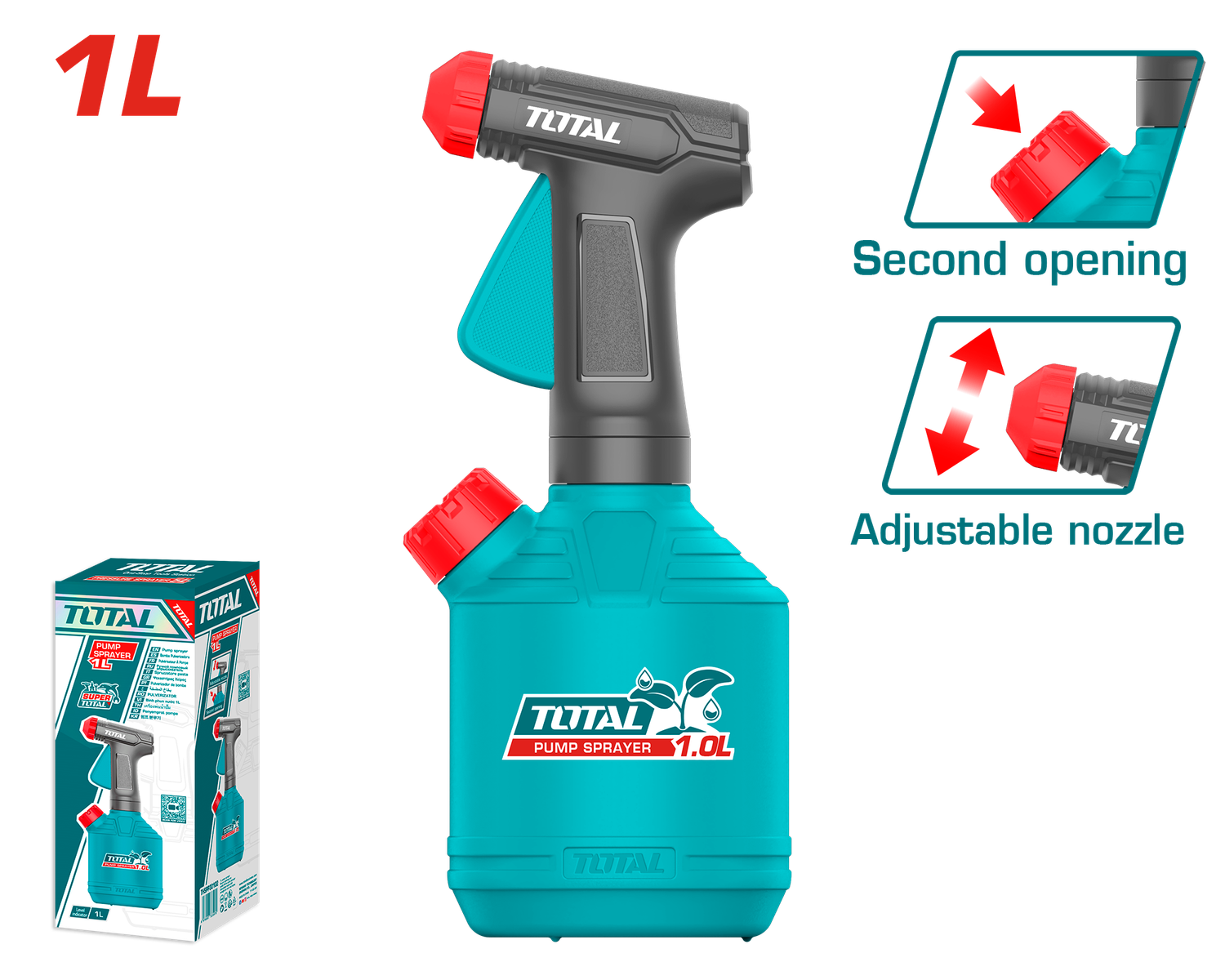Total 1 Liter Pressure Pump Sprayer | Jet &amp; Mist Spray – THSPP30102