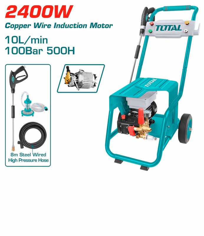 TOTAL TGT11176 2400W Commercial High-Pressure Washer – 100 Bar | Copper Pump | Induction Motor | 10L/Min Flow | Heavy-Duty Build TGT11176 TOTAL TGT11176 2400W Commercial High-Pressure Washer – 100 Bar | Copper Pump | Induction Motor | 10L/Min Flow | Heavy-Duty Build TGT11176