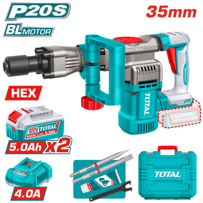 Total Tools 20V Brushless Cordless Demolition Breaker 16J SDS HEX with 2×5.0Ah Batteries & Charger – TDBLI203582