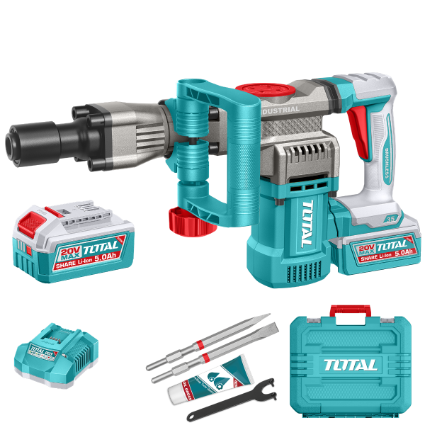 Total Tools 20V Brushless Cordless Demolition Breaker 16J SDS HEX with 2×5.0Ah Batteries &amp; Charger – TDBLI203582