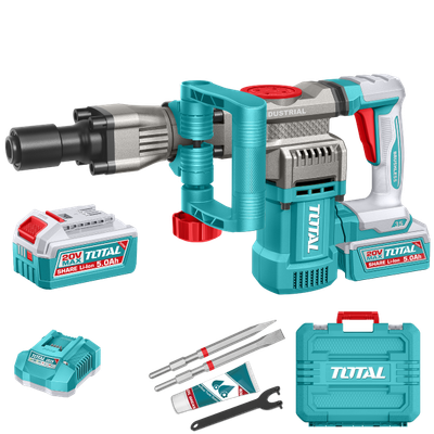 Total Tools 20V Brushless Cordless Demolition Breaker 16J SDS HEX with 2×5.0Ah Batteries &amp; Charger – TDBLI203582