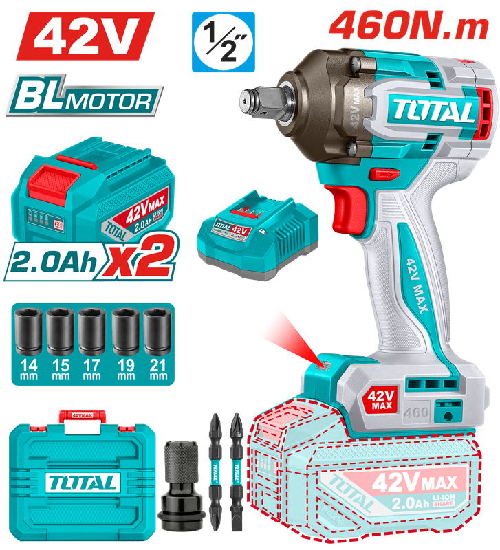 TOTAL Brushless Impact Wrench 600Nm - TIWLI42462