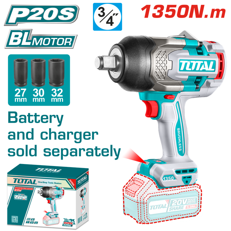 TOTAL Brushless Impact Wrench 1900Nm - TIWLI201351