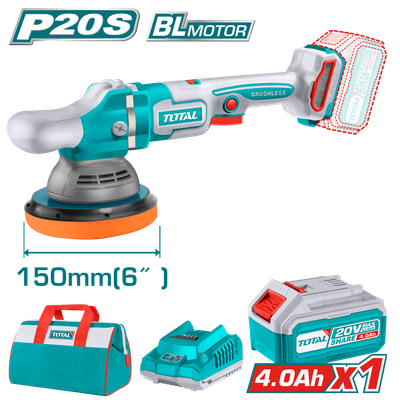 Total Tools 20V Cordless Brushless Car Polisher 150mm Variable Speed with Battery &amp; Charger – TAPLI20151