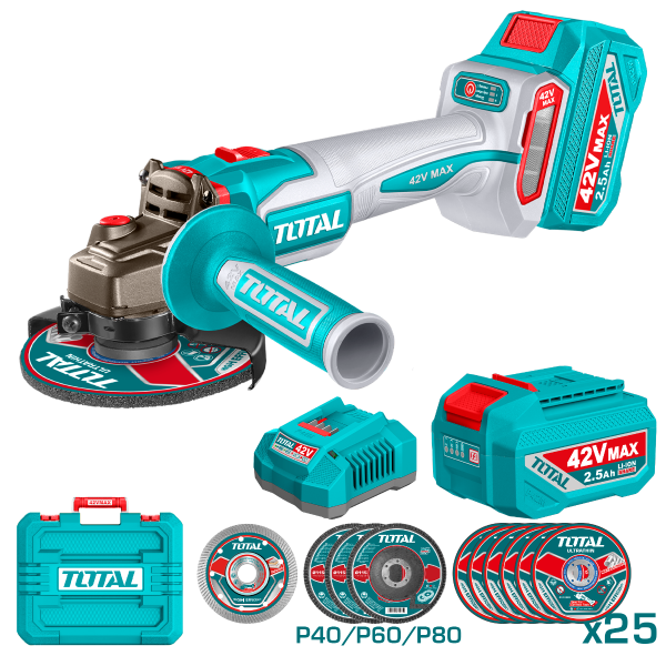 TOTAL Brushless Angle Grinder Kit 42V - TAGLI4128102