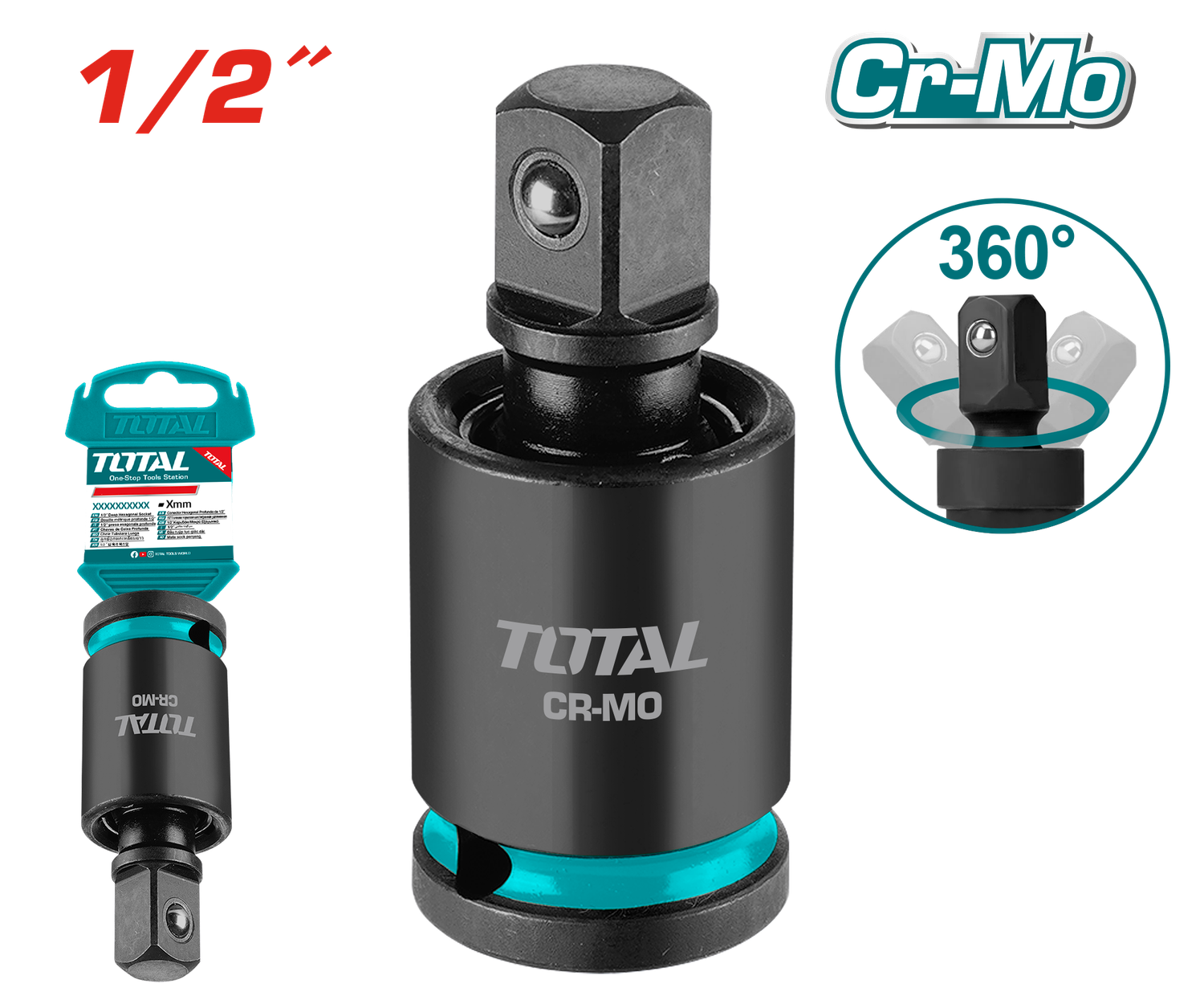 TOTAL 1/2" Drive Impact Universal Joint Cr-Mo – THIUJ1202