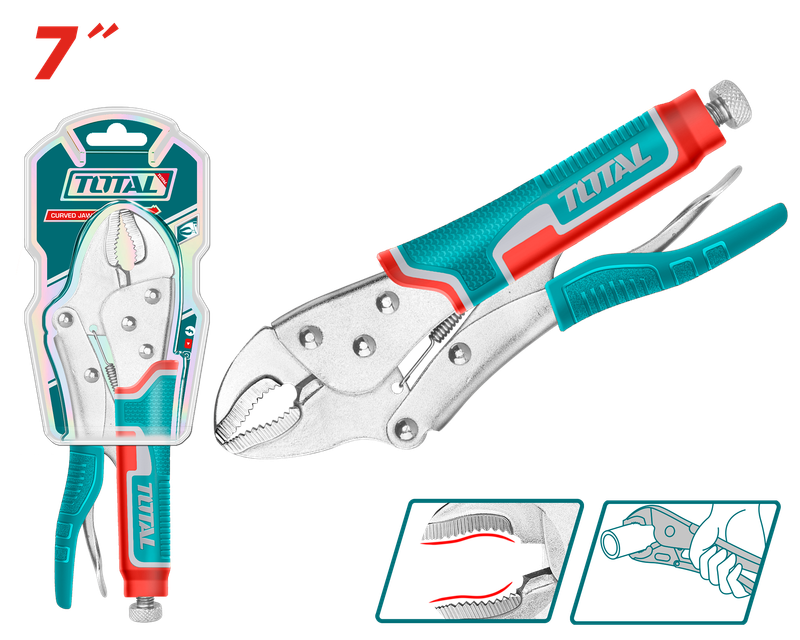 TOTAL Curved Jaw Locking Pliers 7 Inch - THT190703