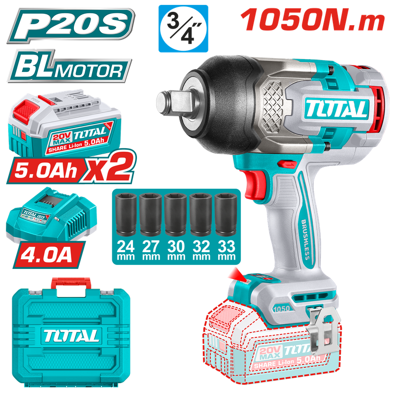 TOTAL Brushless Impact Wrench 1200Nm - TIWLI20105