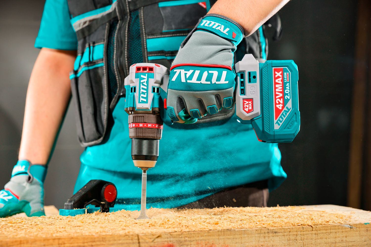 TOTAL TIDLI426982 42V Brushless Cordless Impact Drill Kit with 2