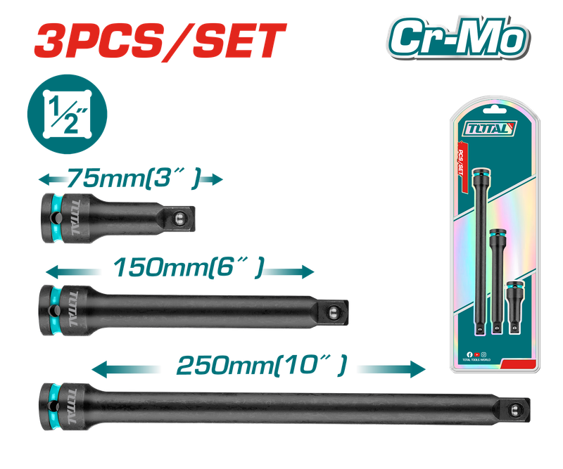 TOTAL Impact Extension Bar Set 3 Pcs - THISEB12031