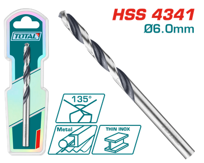 TOTAL Industrial 6mm HSS 4341 Drill Bit, 135° Tip – TAC1200604
