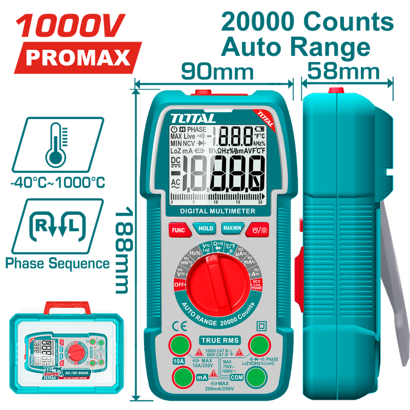 TOTAL Digital Multimeter 20000 Counts - TMT5410003