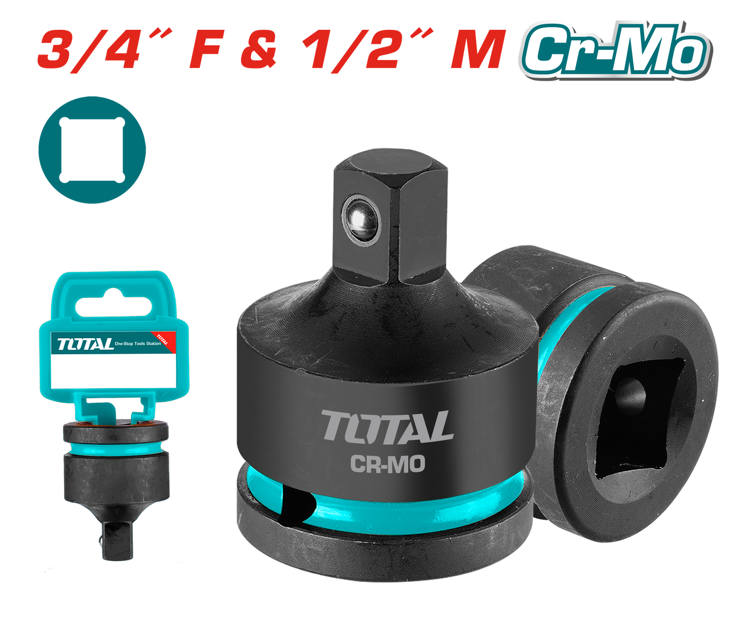 TOTAL Impact Socket Adapter 3/4" (F) × 1/2" (M) Cr-Mo – THIAD3412
