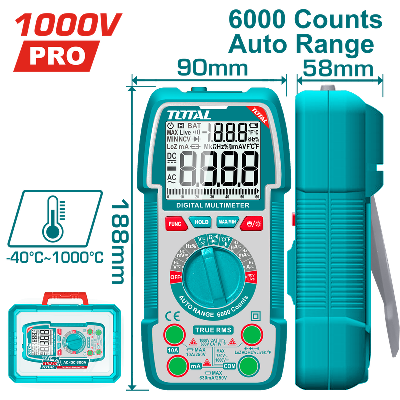 TOTAL Digital Multimeter 6000 Counts - TMT5310004