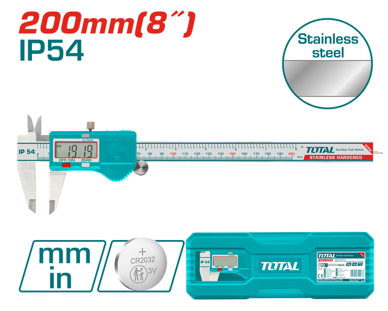 TOTAL Digital Caliper 0-200mm - TMT322006