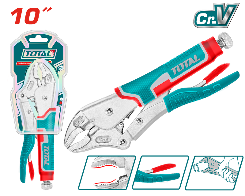 TOTAL Curved Jaw Locking Pliers 10 Inch - THT191001